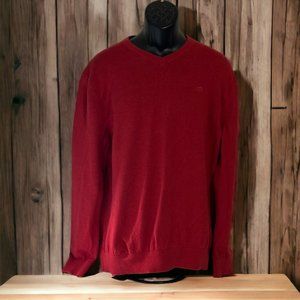 Southern Tide V Neck Sweater, Solid Red, Large (P121023-4)